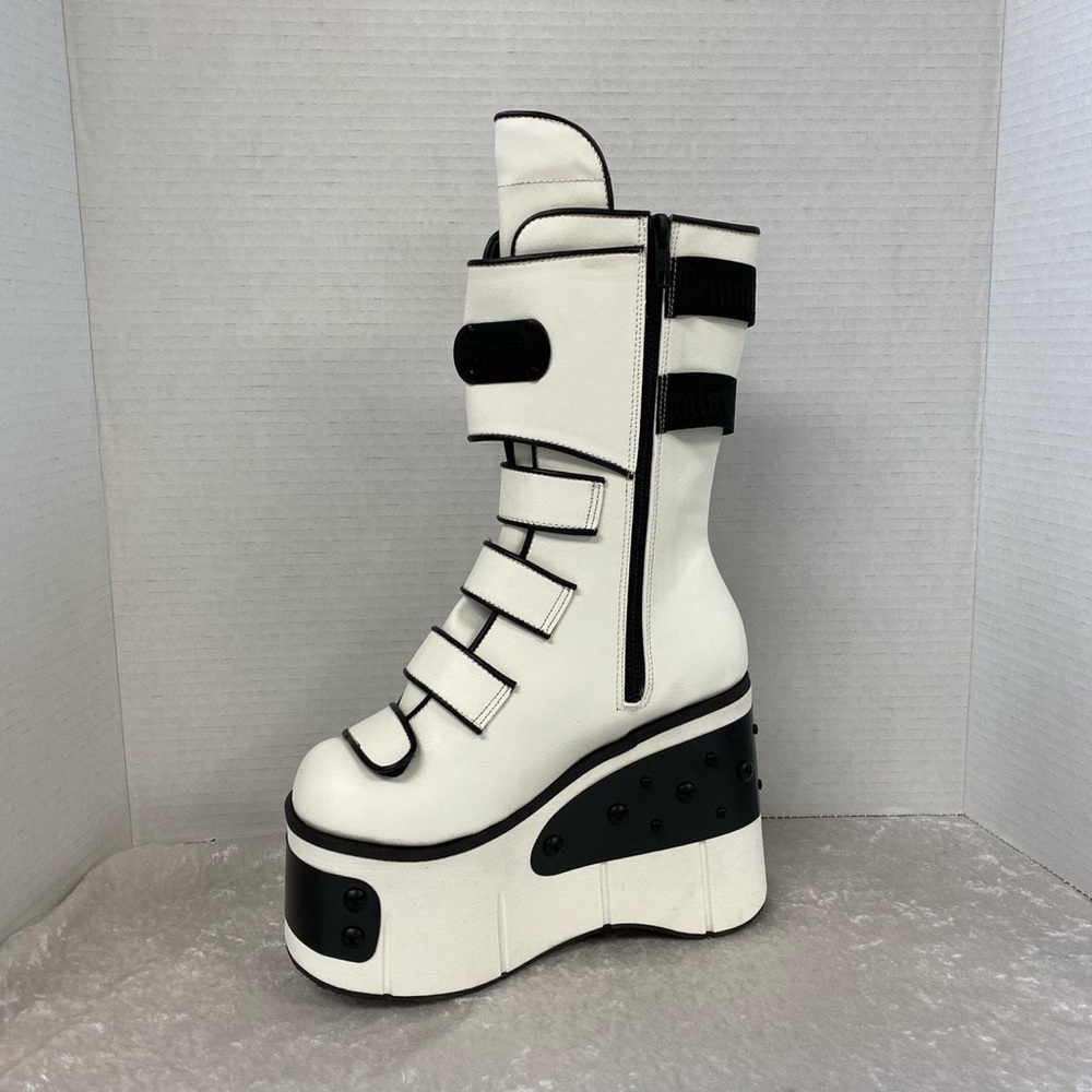 Demonia Kera 108 White Vegan Leather Platform Boot - Picture 3 of 4